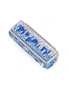 Medley Swarovski Crystal Lipstick Case With Mirror - Blue