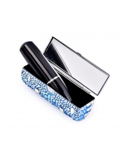 Medley Swarovski Crystal Lipstick Case With Mirror - Blue