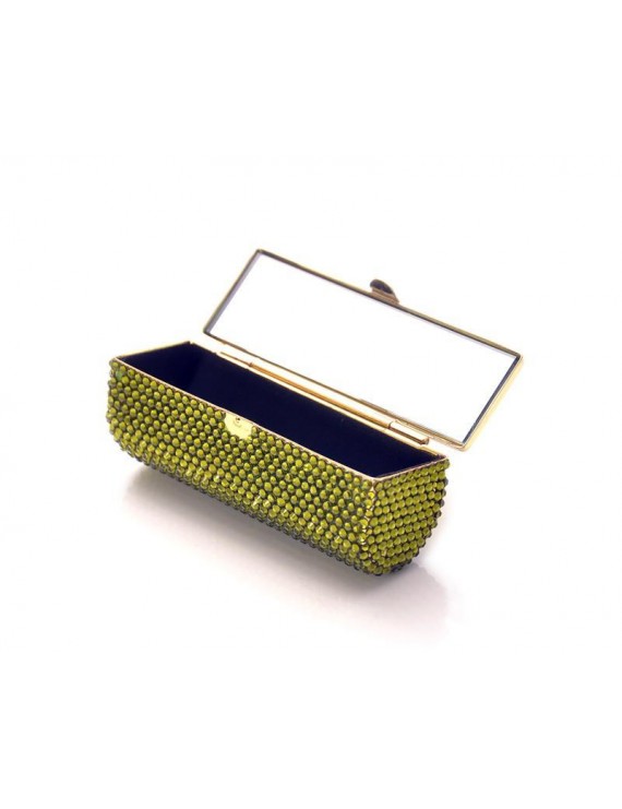 Classic Bling Swarovski Crystal Lipstick Case With Mirror – Green
