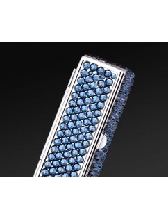Classic Bling Swarovski Crystal Lipstick Case With Mirror - Navy Blue