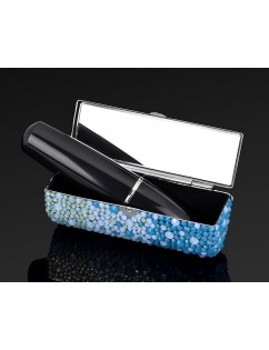 Gradation Swarovski Crystal Lipstick Case With Mirror - Blue