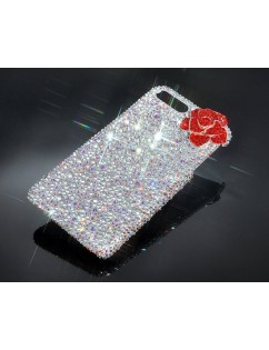 Rose Flower Bling Swarovski Crystal Phone Cases - White