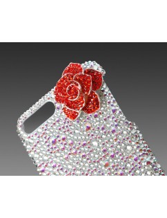 Rose Flower Bling Swarovski Crystal Phone Cases - White
