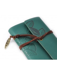 Leaf Pattern Leather Card Holder - Green