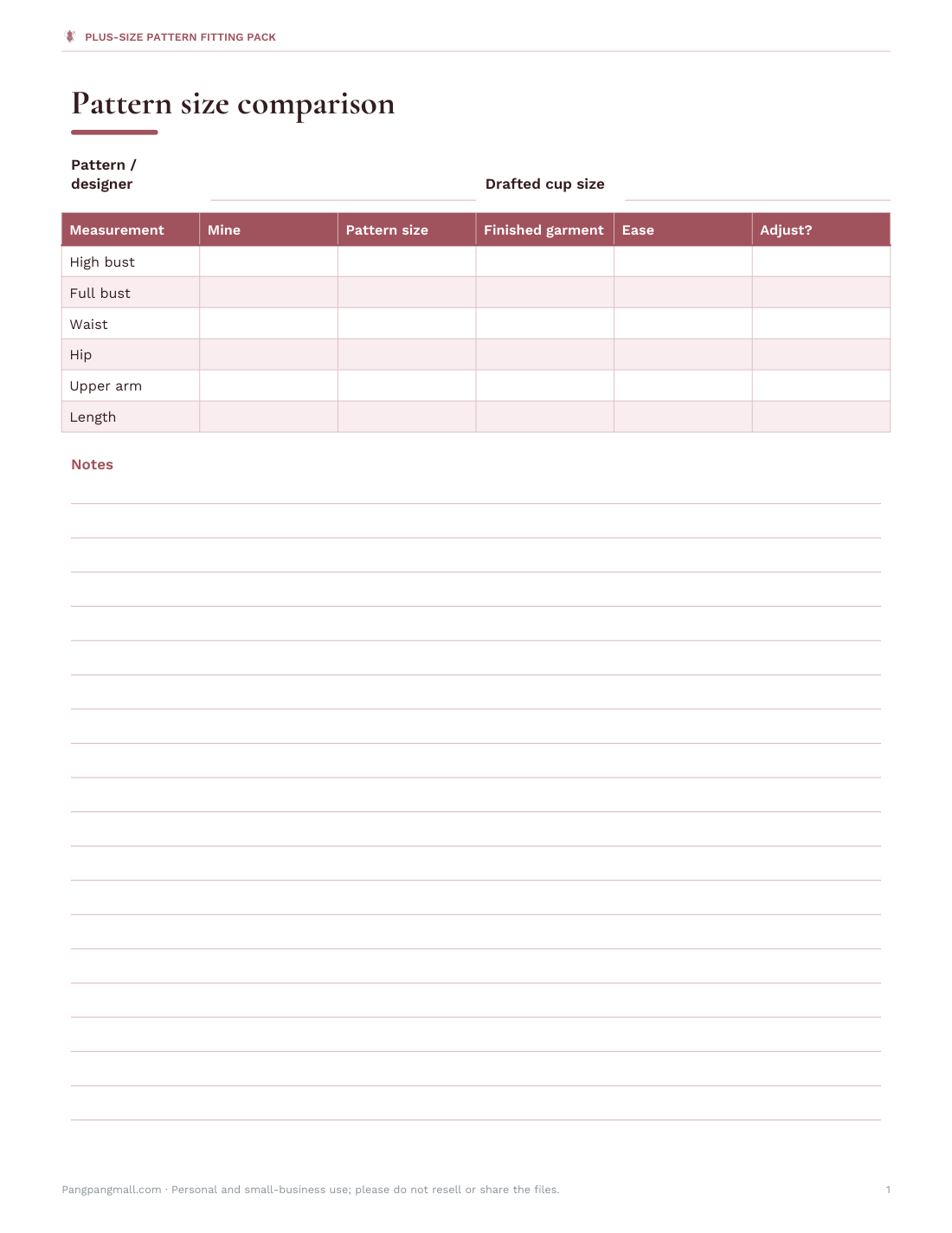 Preview of the first page of Size comparison (PDF/DOCX)